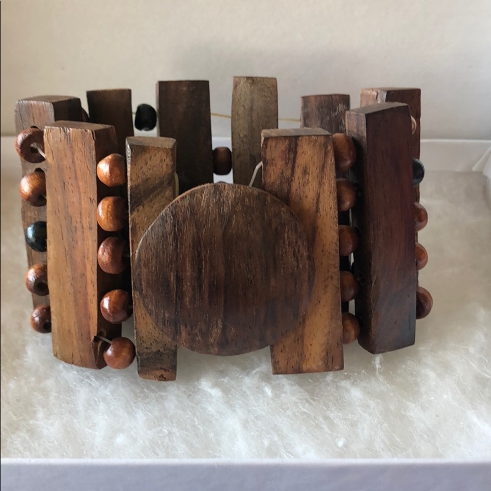VTG BOHO Wood Bracelet exotic woods teak